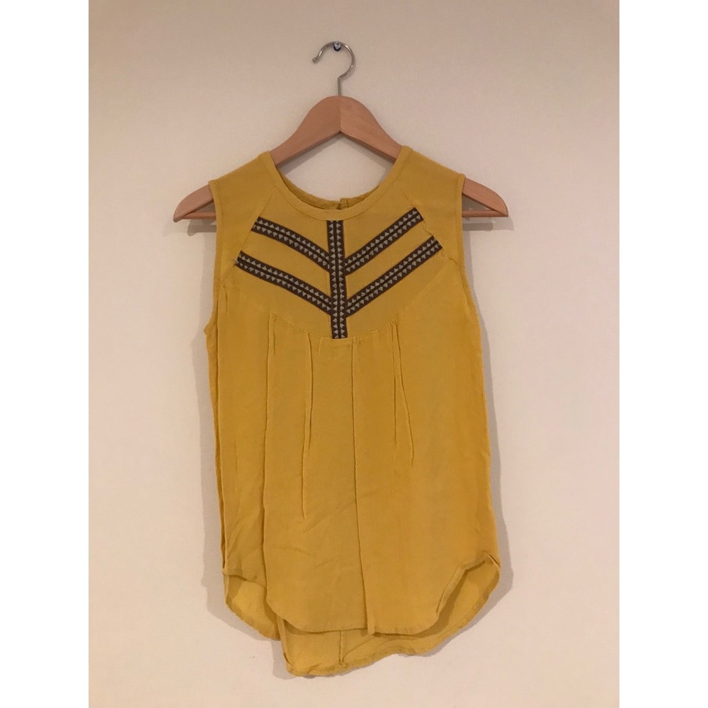 Yellow embroidered tank top